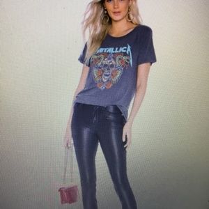 REVOLVE BLANKNYC VEGAN BLACK LEATHER STRAIGHT PANTS SZ: 28